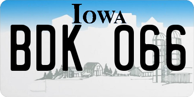 IA license plate BDK066