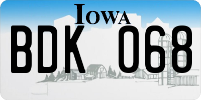 IA license plate BDK068