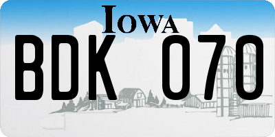 IA license plate BDK070