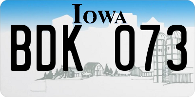 IA license plate BDK073