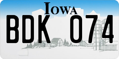 IA license plate BDK074