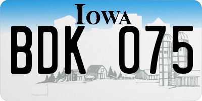 IA license plate BDK075