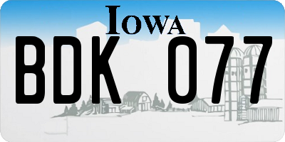 IA license plate BDK077