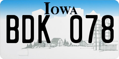 IA license plate BDK078
