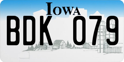 IA license plate BDK079