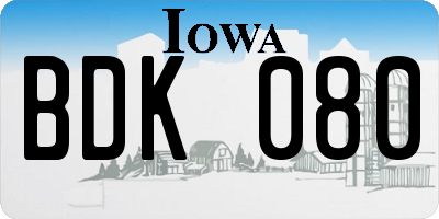 IA license plate BDK080