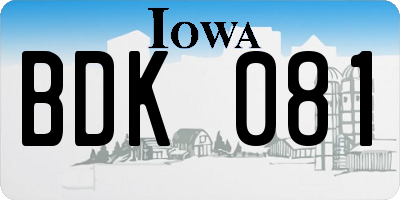 IA license plate BDK081