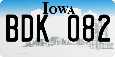 IA license plate BDK082