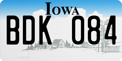 IA license plate BDK084