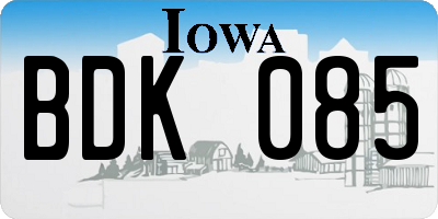 IA license plate BDK085