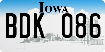 IA license plate BDK086