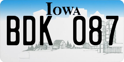 IA license plate BDK087