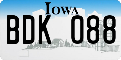 IA license plate BDK088