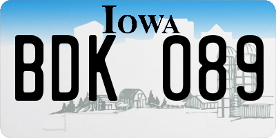 IA license plate BDK089