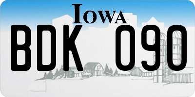 IA license plate BDK090