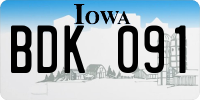 IA license plate BDK091