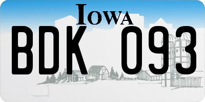 IA license plate BDK093