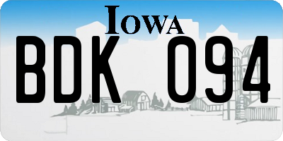 IA license plate BDK094