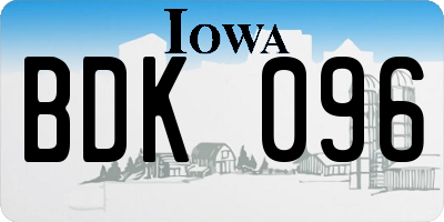 IA license plate BDK096