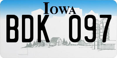 IA license plate BDK097
