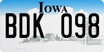 IA license plate BDK098