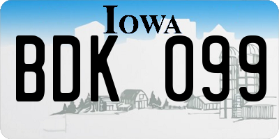 IA license plate BDK099