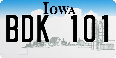 IA license plate BDK101