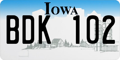 IA license plate BDK102