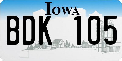 IA license plate BDK105