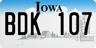 IA license plate BDK107
