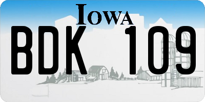 IA license plate BDK109