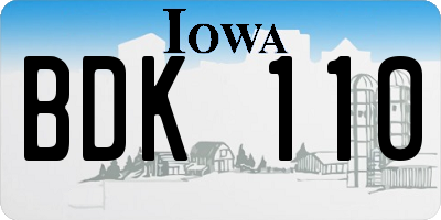 IA license plate BDK110