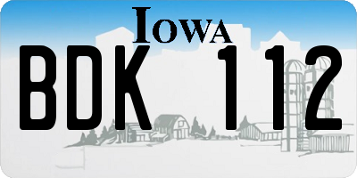 IA license plate BDK112