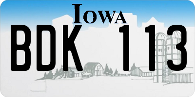 IA license plate BDK113