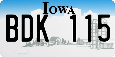 IA license plate BDK115