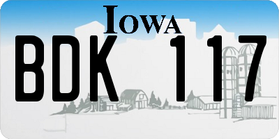 IA license plate BDK117