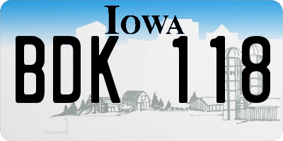 IA license plate BDK118