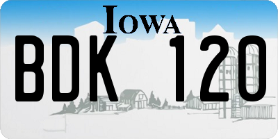 IA license plate BDK120