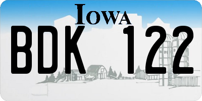 IA license plate BDK122