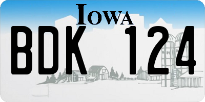 IA license plate BDK124