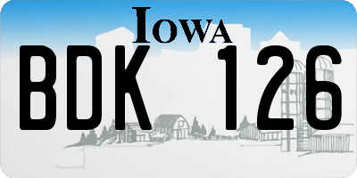 IA license plate BDK126