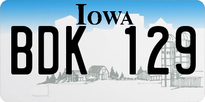 IA license plate BDK129