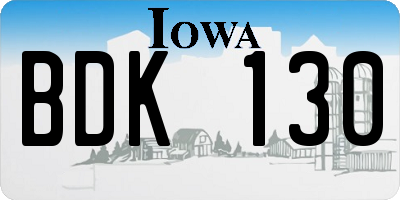 IA license plate BDK130