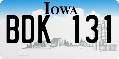 IA license plate BDK131