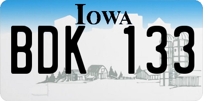 IA license plate BDK133