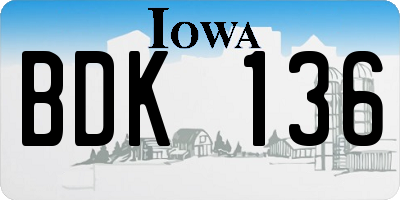 IA license plate BDK136