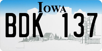 IA license plate BDK137