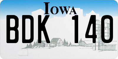 IA license plate BDK140