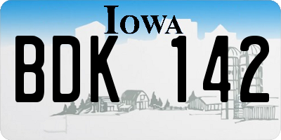 IA license plate BDK142