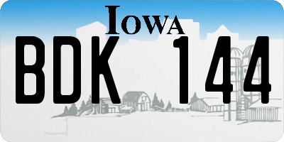 IA license plate BDK144